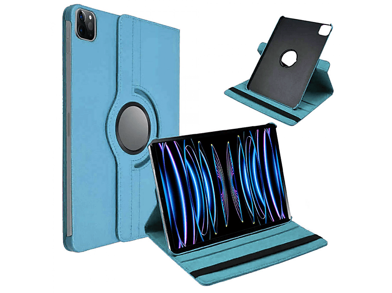 CASEONLINE 360 Drehbar Full Tablethülle Cover für Hellblau Synthetic Apple Leather