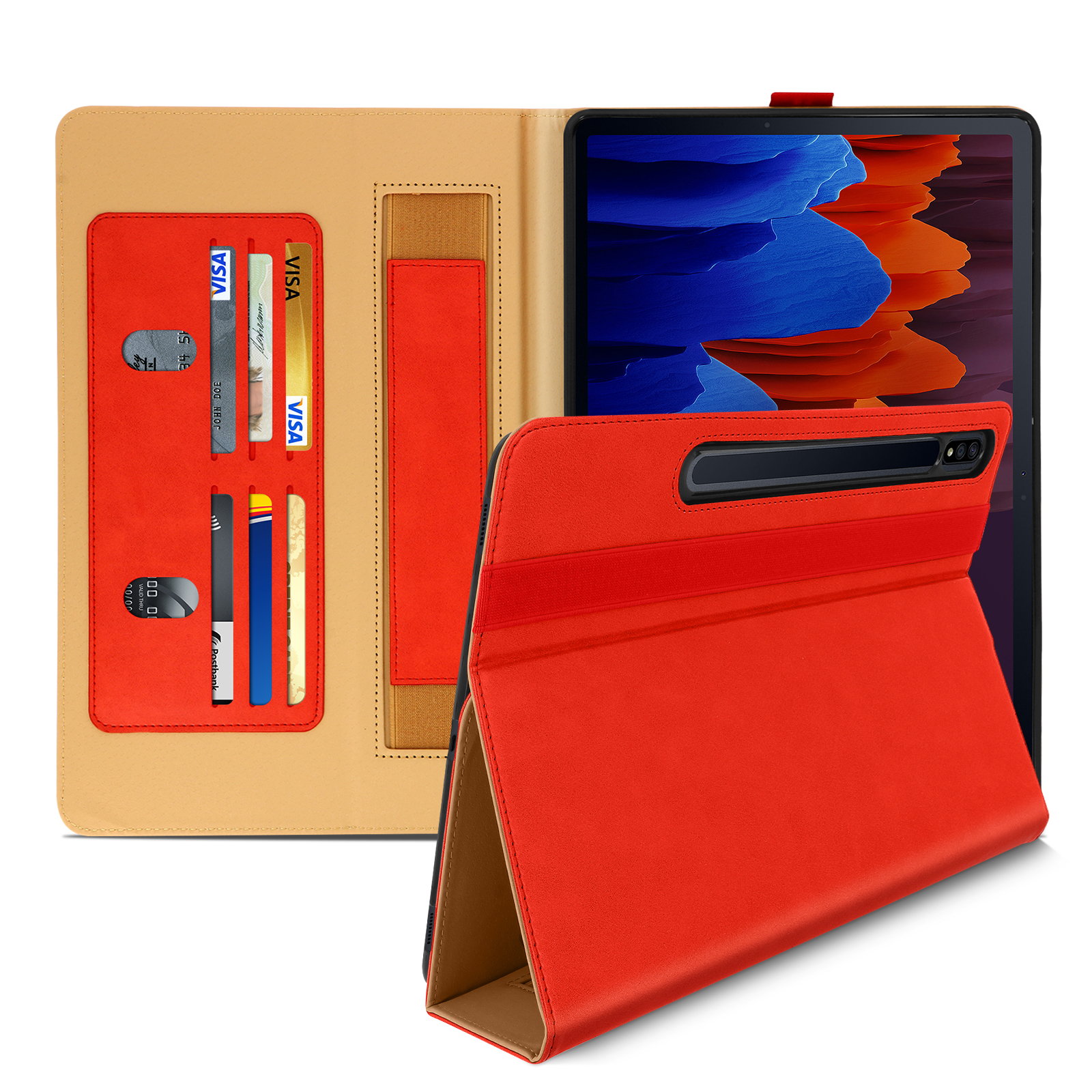 für Rot Etui Samsung Leder, AVIZAR Series Bookcover Pro