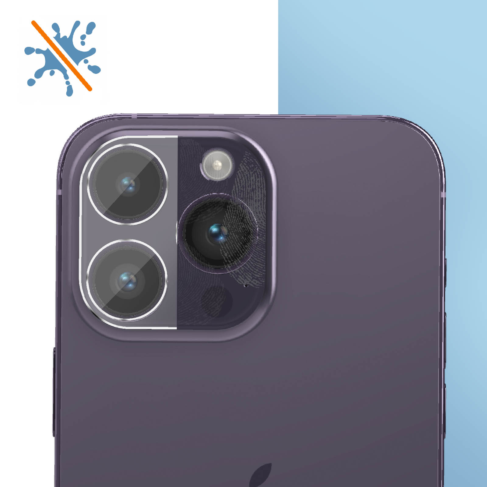 Un téléphone avec un protecteur d'écran, avec les lentilles de l'appareil photo visibles.