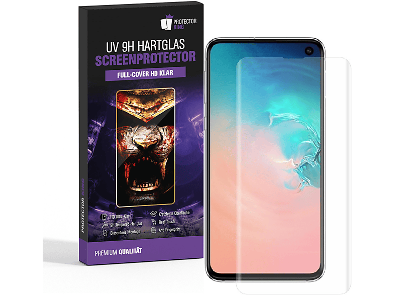 PROTECTORKING 2x FULL CURVED UV-Liquid 9H Hartglas Schutzglas 3D Displayschutzfolie(für Samsung Galaxy S10e)