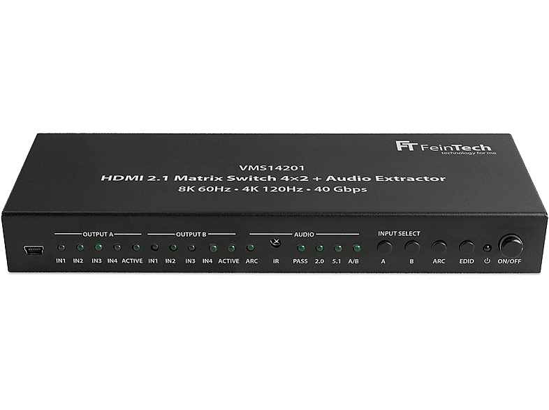 FEINTECH VMS14201 4 In 2 Out 4K 120Hz mit Audio Extractor HDMI Matrix Switch