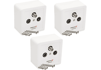 PREMIUMX 3x PX3 Sat Dose 3-Fach Enddose Antennendose 6x Schrauben 6x Dübel Antennendose