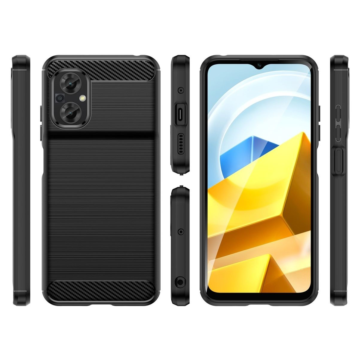 Xiaomi, Handycase Look, Poco Carbon Backcover, M5, im Schwarz COVERKINGZ