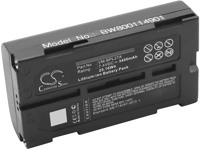 VHBW kompatibel mit Panasonic NV-GS400EG-S, NV-GS400B, NV-GS408GK, NV-GS400K, NV-GS400GN Li-Ion Akku - Videokamera, 7.4 Volt, 3400