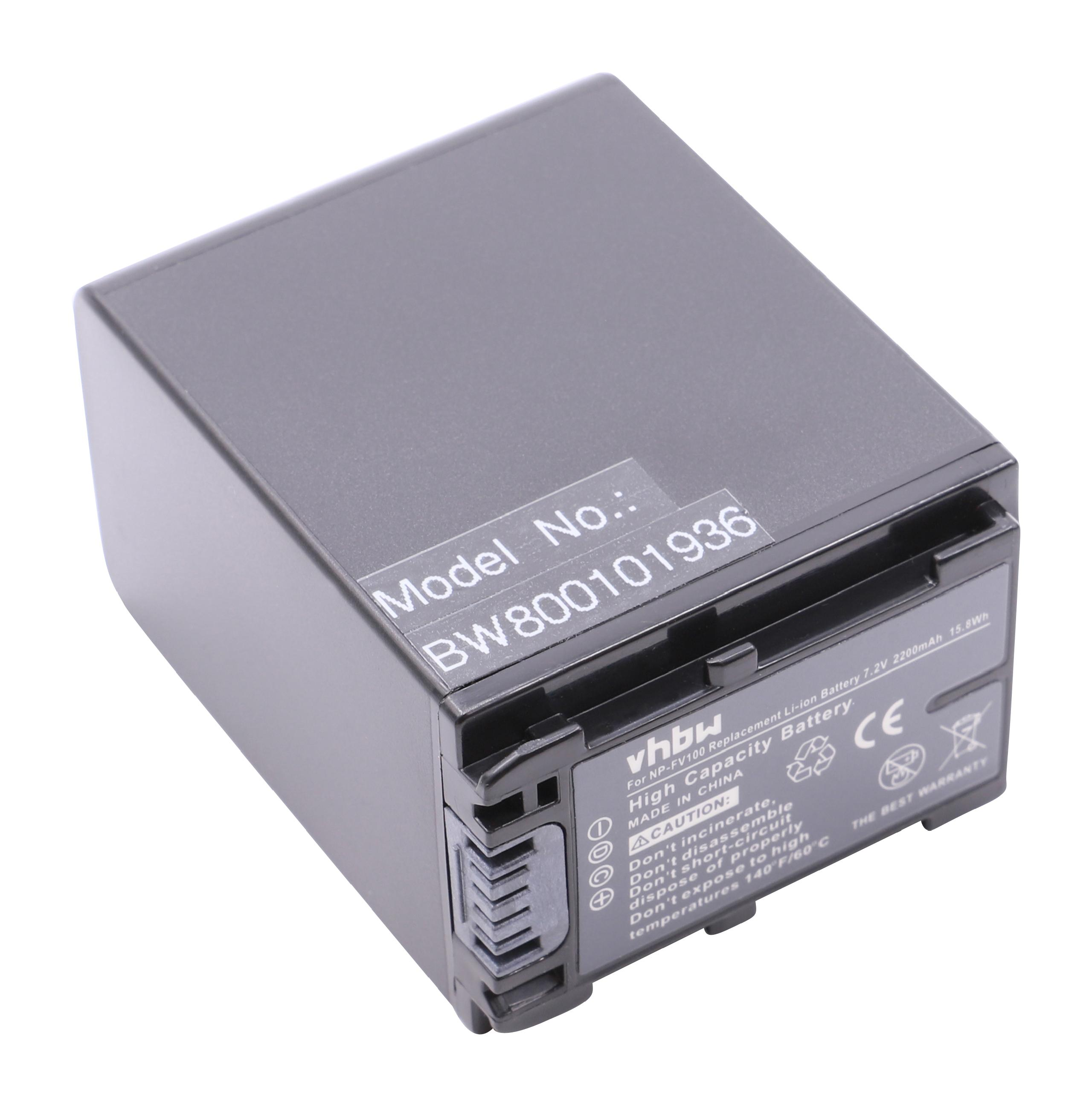 HDR-CX350E, mit HDR-CX360E Akku HDR-CX350VE, HDR-CX320EB, Videokamera, HDR-CX360, Li-Ion 7.2 Sony 2200 VHBW kompatibel - Volt,