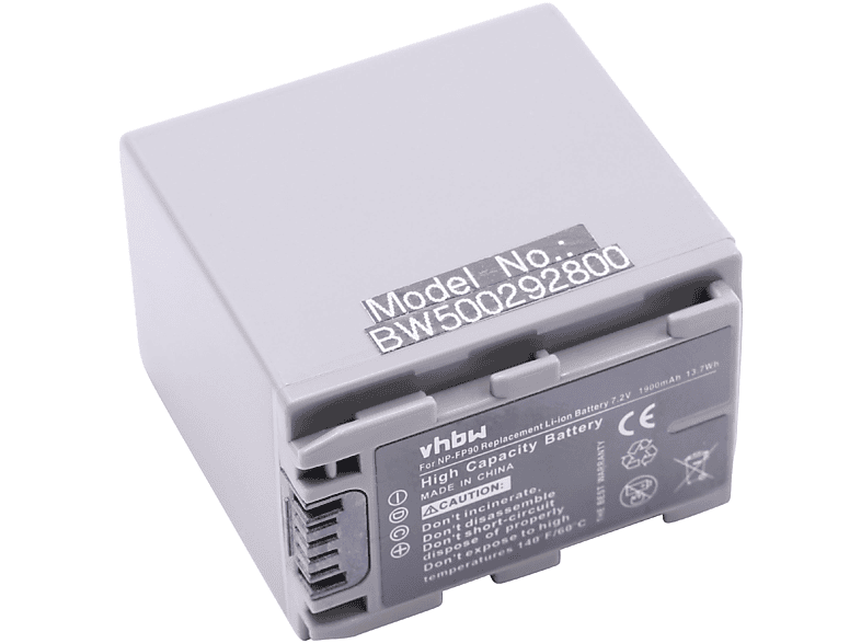 VHBW kompatibel mit Sony DCR-HC Serie DCR-HC40E, DCR-HC40, DCR-HC3E, DCR-HC39E, DCR-HC39 Li-Ion Akku - Videokamera, 7.2 Volt, 1900