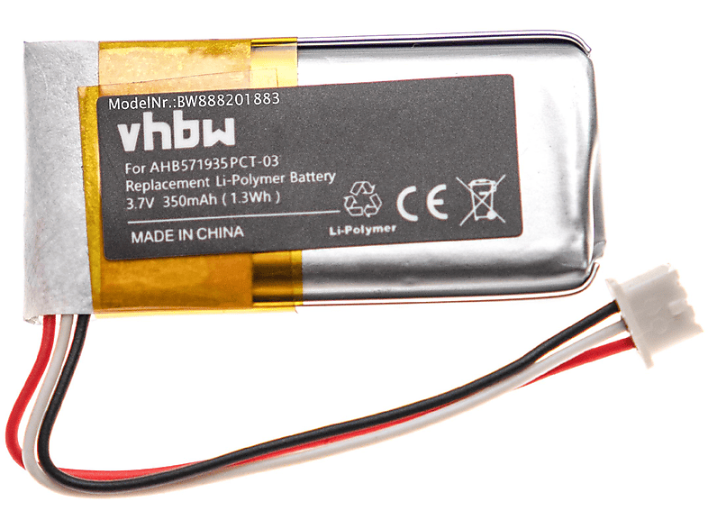 586477 mAh VHBW Volt, für 573695, CP-SN800, 3.7 Akku, BAP Li-Polymer Ersatz Sennheiser 350 AHB571935PCT-03, 800, für