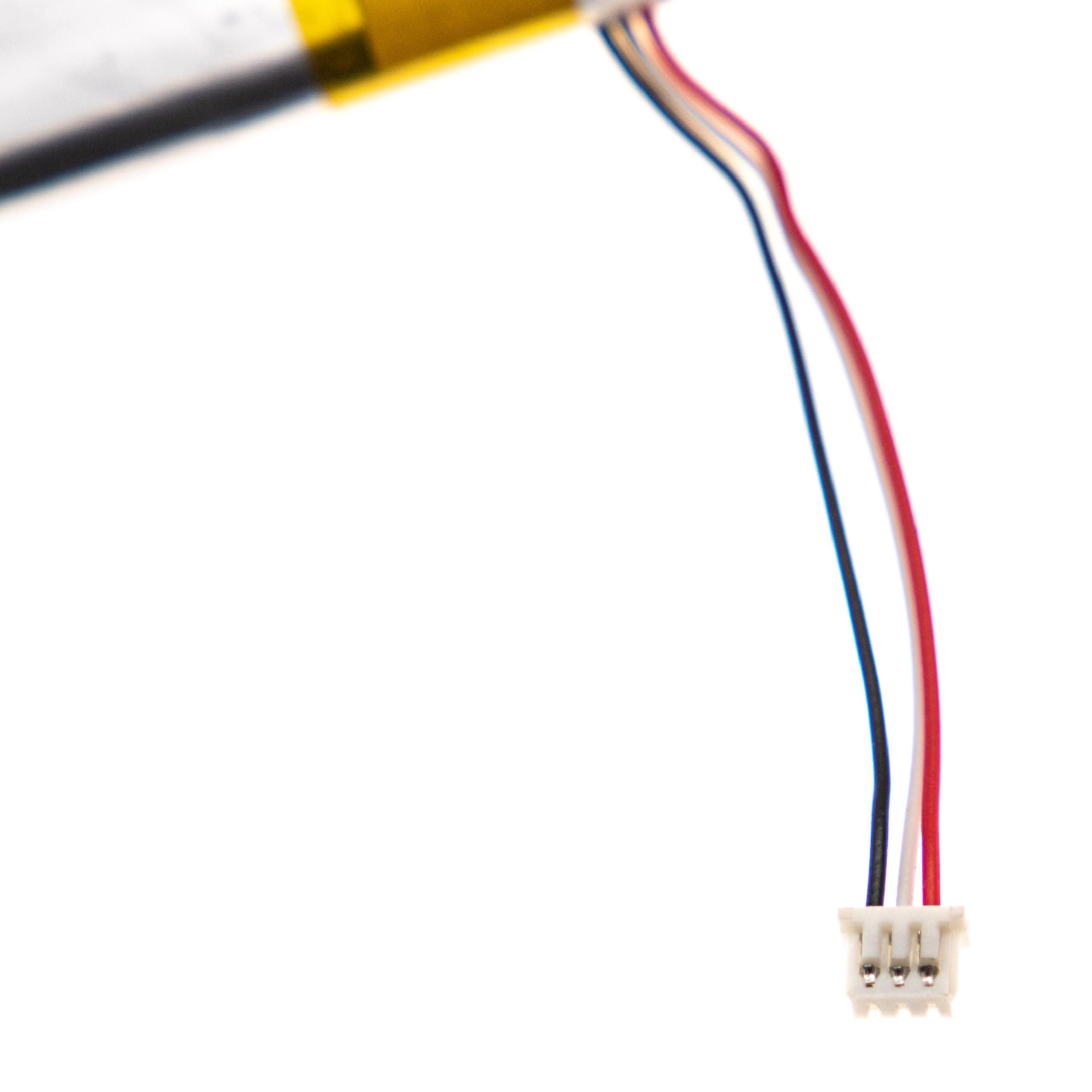 Eine Reihe farbiger Drähte mit einem Stecker, isoliert auf weißem Grund.