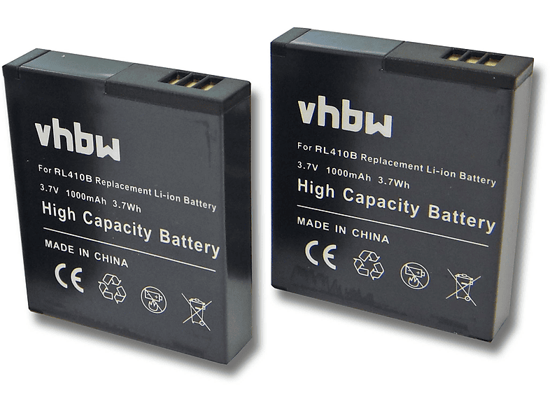 VHBW kompatibel mit Rollei Actioncam 230, 410, 240, 400 Li-Ion Akku - Videokamera, 3.7 Volt, 1000
