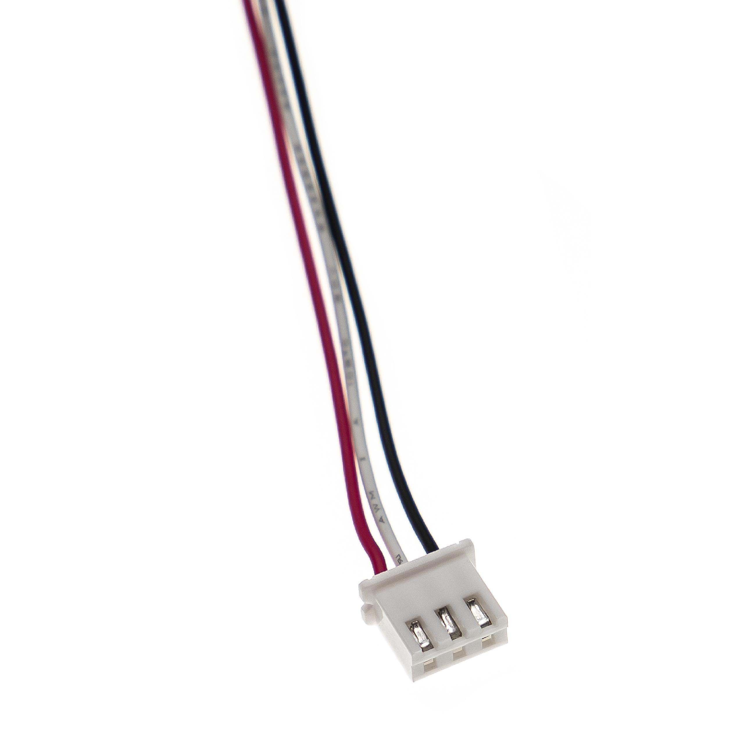 Weißer Stecker mit drei Drähten: rot, schwarz und weiß, die sich davon erstrecken.
