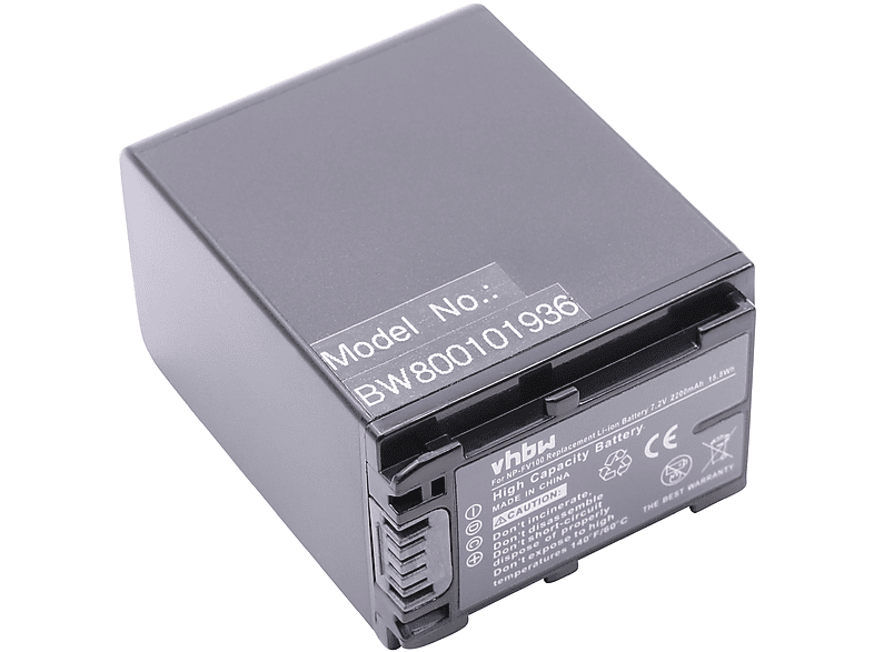 VHBW kompatibel mit Sony DCR-SR87E, DCR-SR88E, DCR-SX21, DCR-SX15, DCR-SX15E Li-Ion Akku - Videokamera, 7.2 Volt, 2200