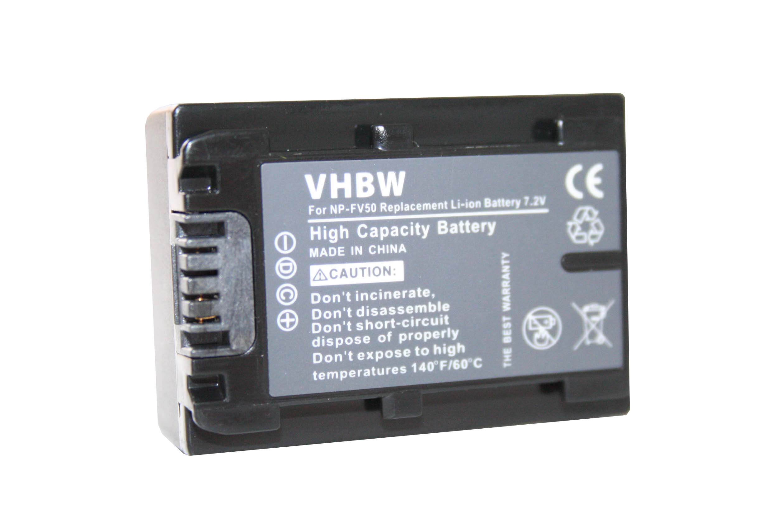 VHBW kompatibel mit Sony Serie Volt, Videokamera, DCR-DVD910E, 7.2 - DCR-SR38E, Li-Ion 600 DCR-SR37E, DCR-SR47E Akku DCR