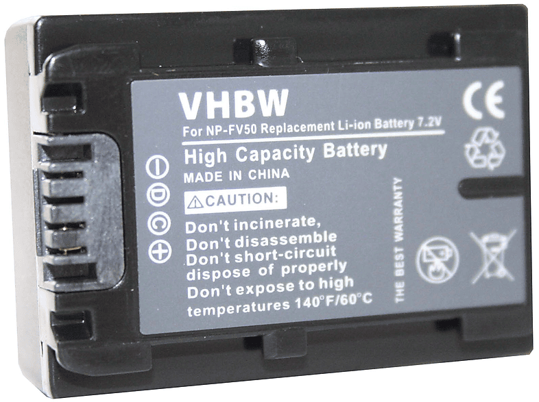 VHBW kompatibel mit Sony DCR Serie DCR-SX33E, DCR-SX34E, DCR-SX30E, DCR-SX31E Li-Ion Akku - Videokamera, 7.2 Volt, 600