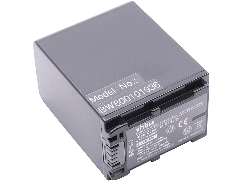 VHBW kompatibel mit 7.2 DCR-SX45E - Volt, DCR-SX45, Li-Ion Akku DCR-SX50E, Videokamera, 2200 DCR-SX53E, Sony DCR-SX45ER