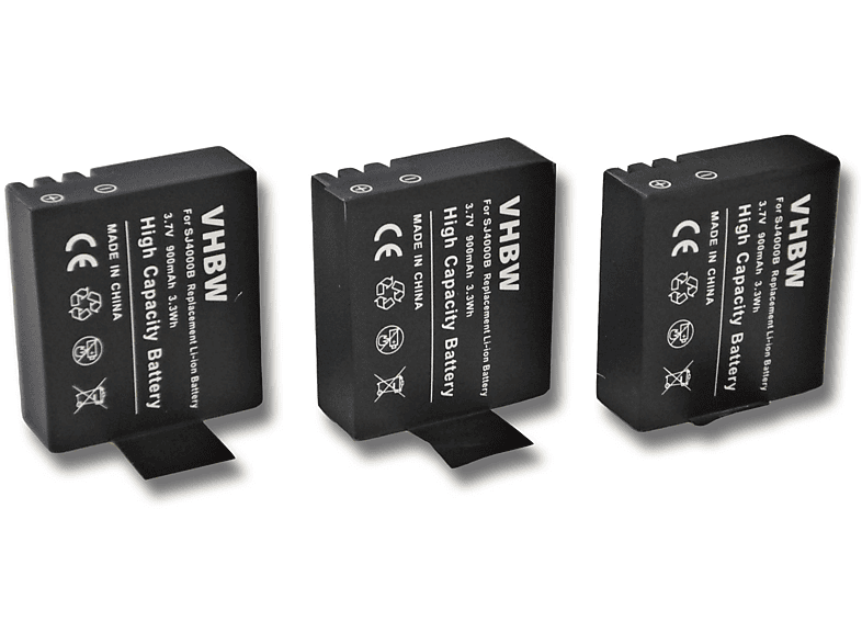 VHBW kompatibel mit GitUP Git1, Git2 Li-Ion Akku - Videokamera, 3.7 Volt, 900