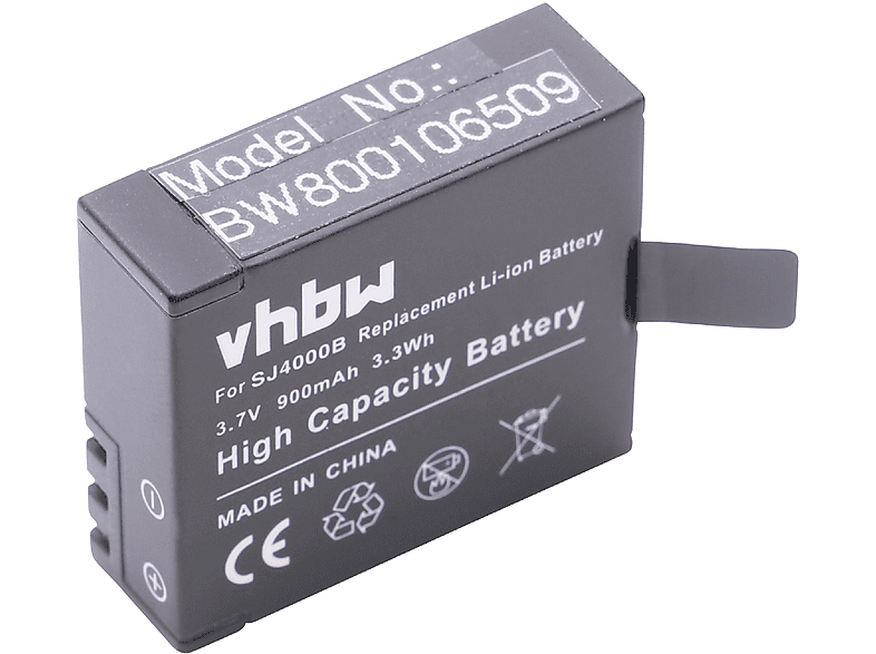 VHBW kompatibel mit Camkong Action - Videokamera, Camera Akku Li-Ion 3.7 900 Volt