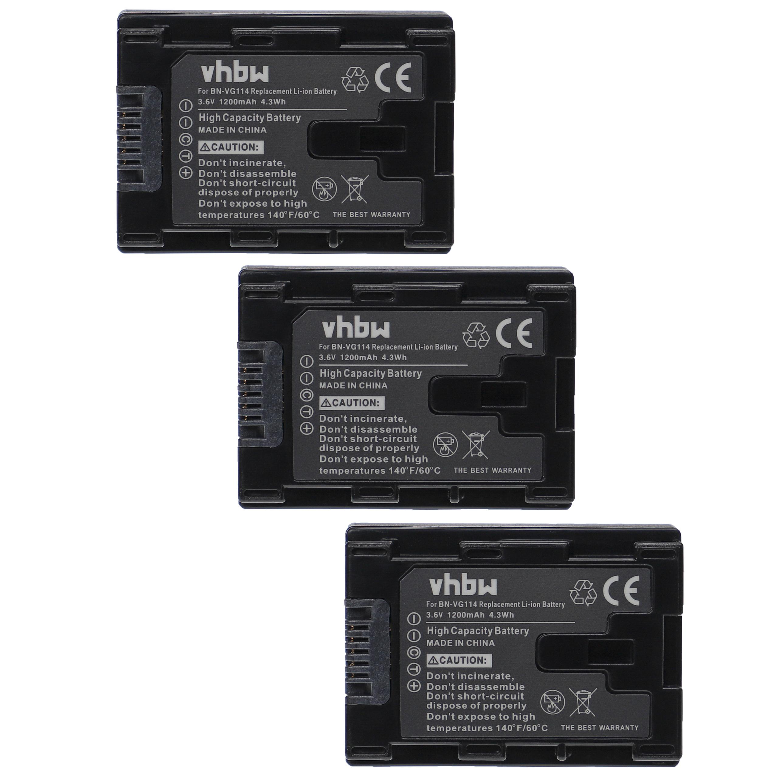 VHBW kompatibel mit GZ-EX310AU Li-Ion 1200 Akku Videokamera, JVC GZ-EX310BU, 3.6 GZ-EX310WU, GZ-EX355, Volt, GZ-EX515, 