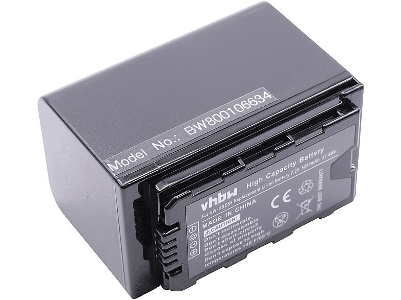 VHBW kompatibel mit Panasonic AG-AC8EJ, AG-AC8, AJ-PX298MC, AJ-PX270, AJ-PX270EJ Li-Ion Akku - Videokamera, 7.4 Volt, 5200