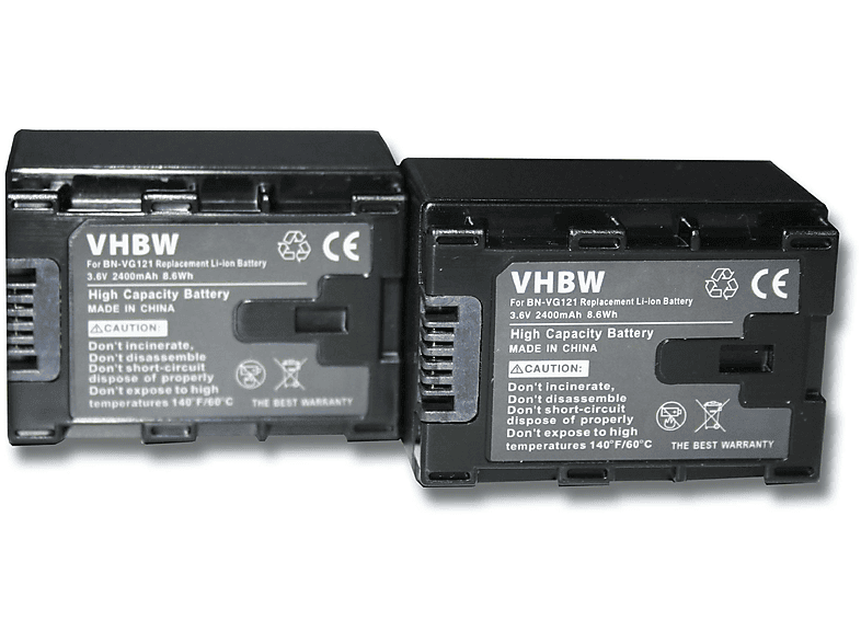 VHBW kompatibel mit JVC GZ-HD500SEK, GZ-HD500BUS, GZ-HD500, GZ-HD500BU, GZ-GX8 Li-Ion Akku - Videokamera, 3.6 Volt, 2400