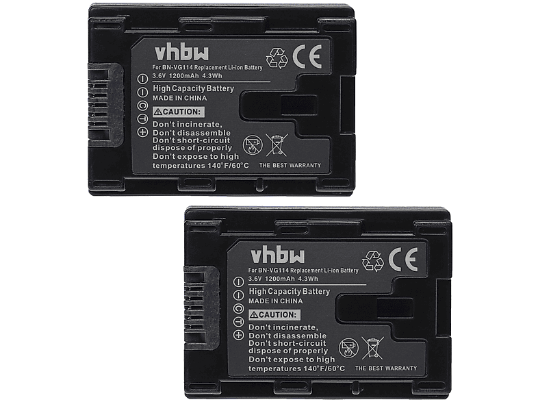 VHBW kompatibel mit JVC GZ-MS210BEU, GZ-MS210BUC, GZ-MS210AEK, GZ-MS210AEU, GZ-MS210SEK Li-Ion Akku - Videokamera, 3.6 Volt, 1200 | Camcorder-Akkus