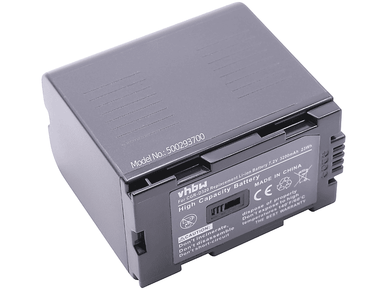 VHBW kompatibel mit Panasonic NV-MX5, NV-MX350, NV-MX300, NV-MX30, NV-MX2, NV-MX1, NV-GS8, NV-GX7 Li-Ion Akku - Videokamera, 7.2 Volt, 3200