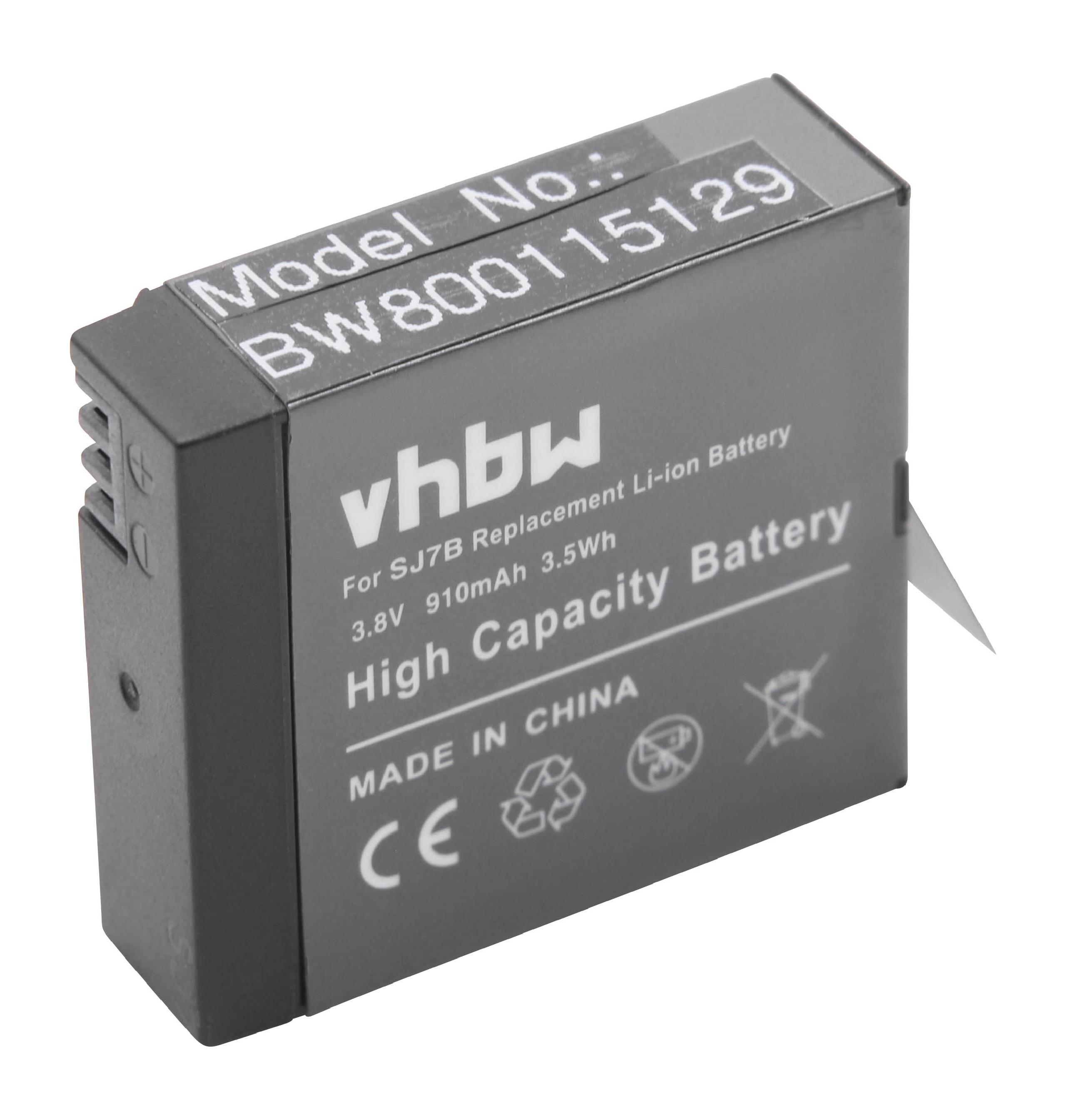Videokamera, - für VHBW Ersatz für 910 Volt, SJ7B Akku Li-Ion 3.8 SJCam