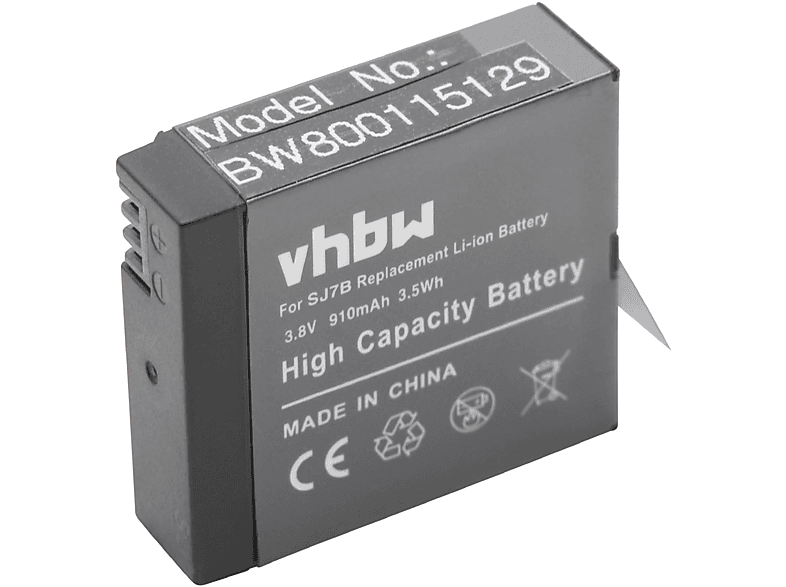 Videokamera, - für VHBW Ersatz für 910 Volt, SJ7B Akku Li-Ion 3.8 SJCam
