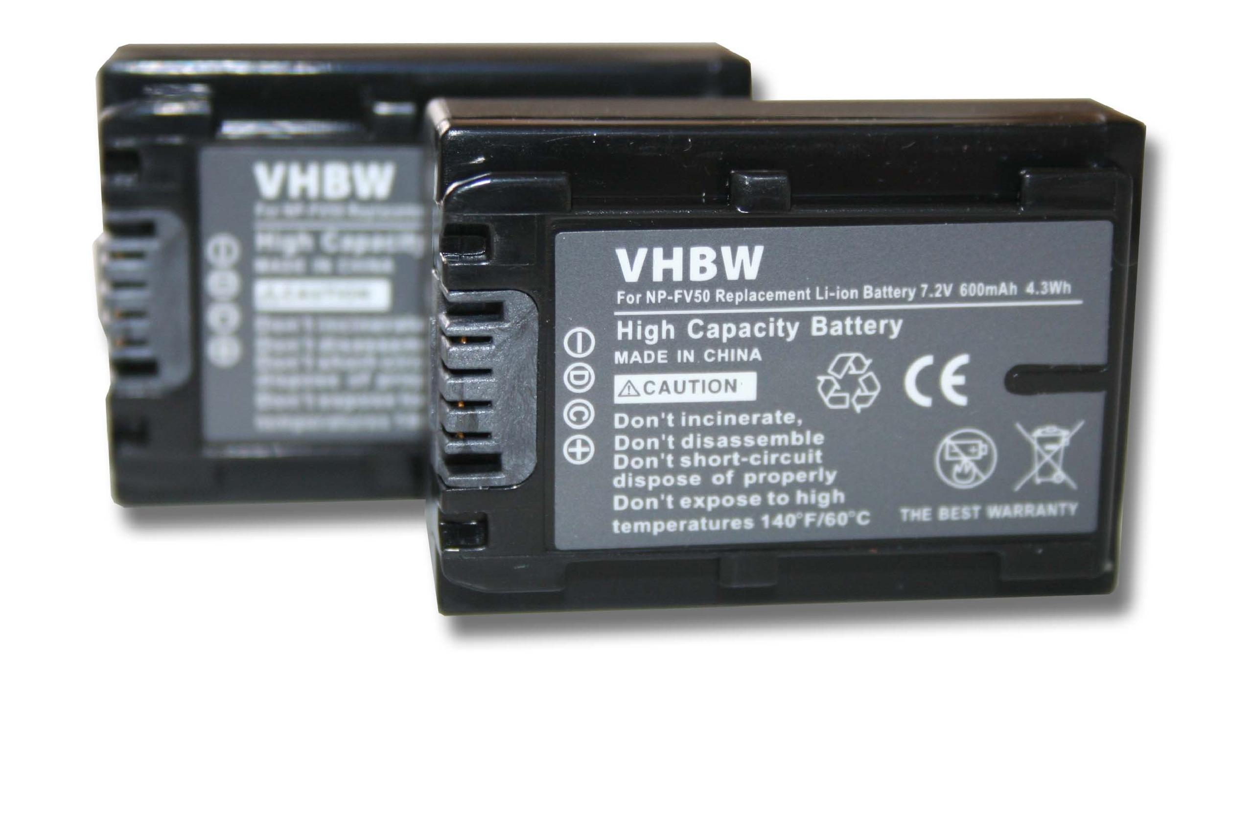 Li-Ion HDR-CX116E, HDR-CX130, 7.2 600 Akku mit Videokamera, HDR-CX115E VHBW Sony kompatibel HDR-CX130E, Serie - Volt, HDR-CX