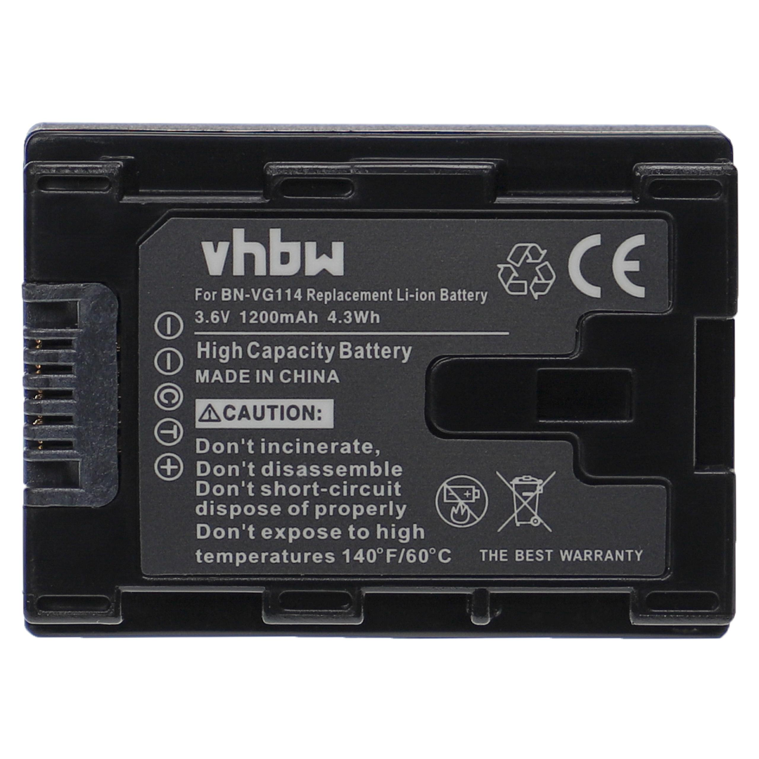 VHBW - Volt, Videokamera, kompatibel GZ-HM335 GZ-HM334BEU, Li-Ion GZ-HM340, JVC 1200 Akku 3.6 GZ-HM335BEU, GZ-HM334, mit