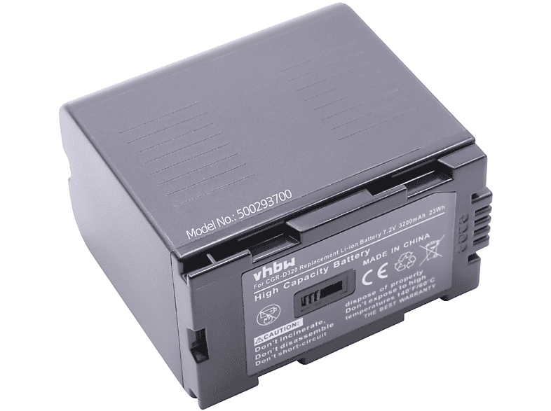 Li-Ion Panasonic NV-DS30, Volt, VHBW kompatibel NV-DS3, Videokamera, NV-DS150, NV-DS28 NV-DS25, Akku 3200 NV-DS29, 7.2 - NV-DS27, mit