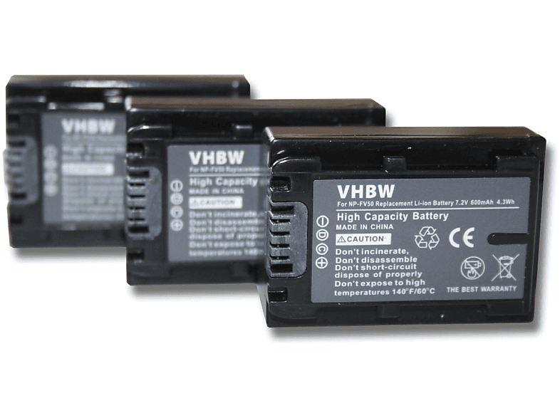 VHBW kompatibel mit Sony HDR-CX Serie HDR-CX520VE, HDR-CX520E, HDR-CX505VE Li-Ion Akku - Videokamera, 7.2 Volt, 600