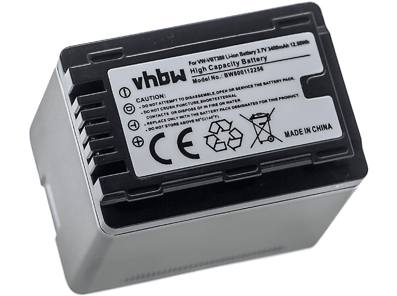 VHBW kompatibel mit Panasonic HC-V130, HC-V120, HC-V210M, HC-V210GK, HC-V210, HC-V160 Li-Ion Akku - Videokamera, 3.6 Volt, 3400
