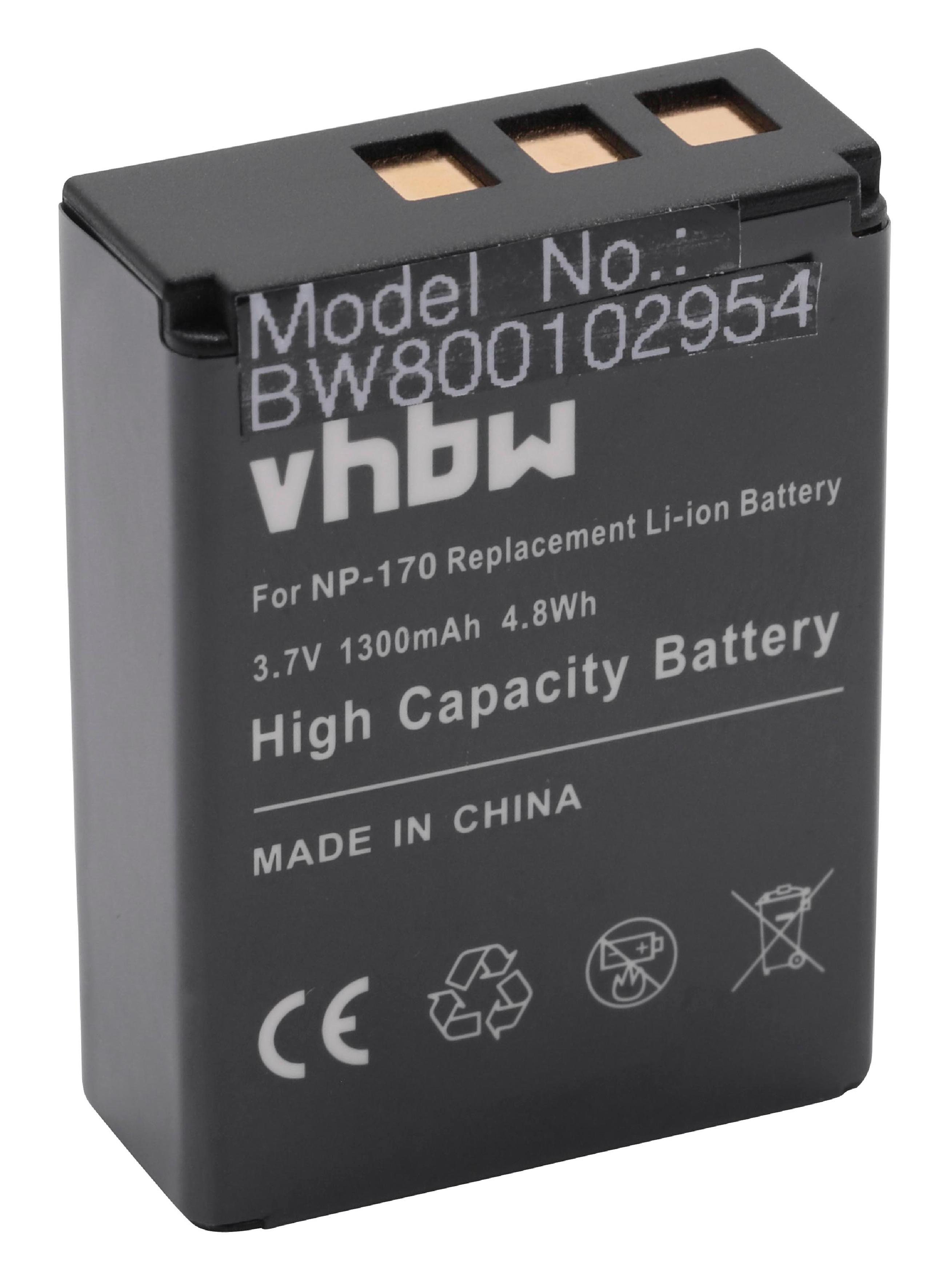 VHBW Ersatz 1300 Videokamera, für Akku CB170, Li-Ion - Medion Volt, 084-07042L-062 für NP170, 3.7