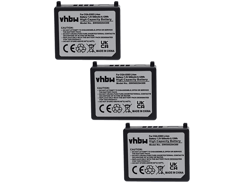 VHBW kompatibel mit Panasonic SDR-S100, SDR-S100EG-S, SDR-S150, SDR-S150EG-S, SDR-S200 Li-Ion Akku - Videokamera, 7.2 Volt, 500