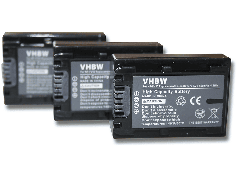 VHBW kompatibel mit Sony DCR-SX Serie DCR-SX45ER, DCR-SX45E, DCR-SX45, DCR-SX44E Li-Ion Akku - Videokamera, 7.2 Volt, 600