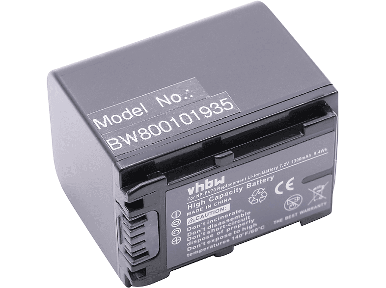 VHBW kompatibel mit Sony 7.2 Handycam FDR-AX53, 1300 FDR-AX700, Akku FDR-AX53E Volt, Videokamera, FDR-AX700E, - Li-Ion