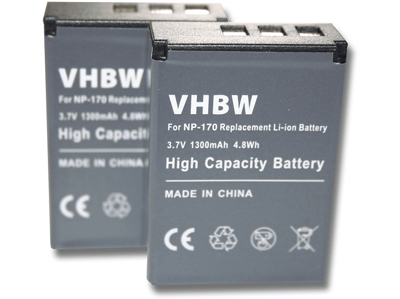 VHBW kompatibel mit Digipo Aiptek AHD H23, AHD 2, 084-07042L-062, CB-170 Li-Ion Akku - Videokamera, 3.7 Volt, 1300