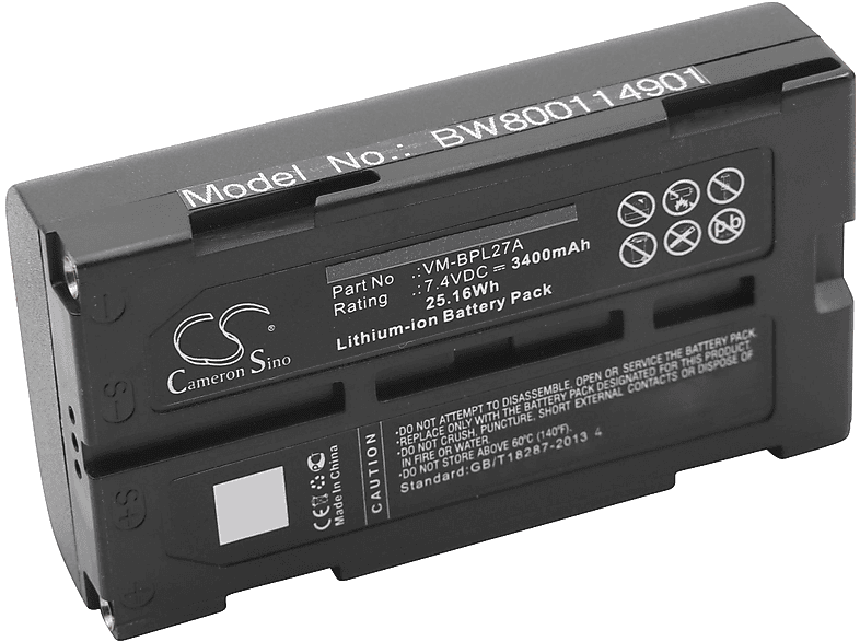 VHBW kompatibel mit Panasonic 3400 Akku Li-Ion Volt, NV-GS140E-S NV-GS120GN-S, NV-GS140EG-S, Videokamera, NV-GS140, - 7.4 NV-GS120K