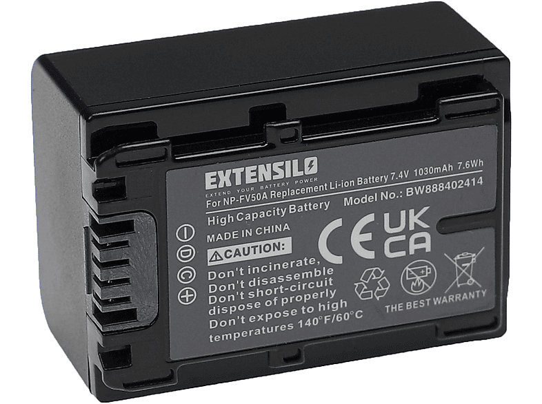 FDR-AX700, FDR-AX33, mit Videokamera, Sony FDR-AX40, EXTENSILO Li-Ion Volt, FDR-AX45, FDR-AX53 7.4 kompatibel FDR-AX60, - Akku 1030