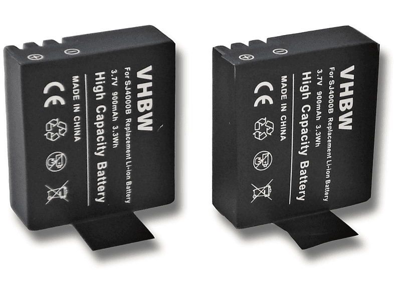 VHBW kompatibel mit Rollei Actioncam 416, 415, 372, 300 Plus, 330, 310, 220, 300 Li-Ion Akku - Videokamera, 3.7 Volt, 900