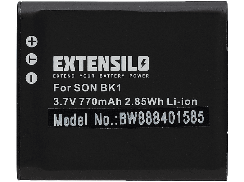 NP-BK1, NP-FK1 Sony Volt, für Ersatz EXTENSILO 770 Li-Ion für 3.7 mAh Akku,