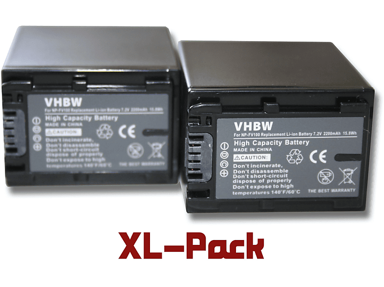 VHBW kompatibel mit Sony DCR-DVD850E, DCR-DVD910E, DCR-SR37E, DCR-HC48E, DCR-SR200E Li-Ion Akku - Videokamera, 7.2 Volt, 2200