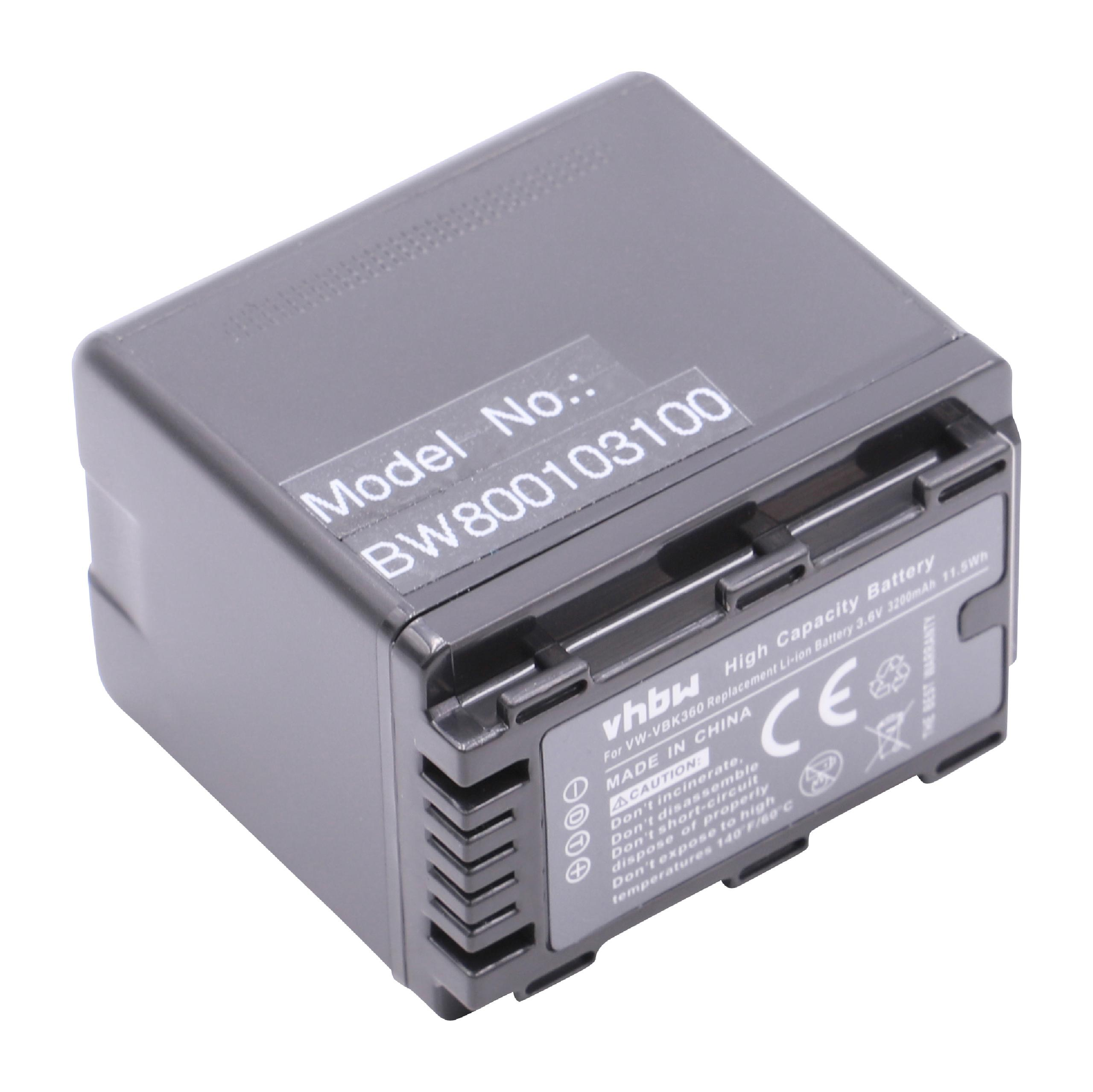 3.6 HDC-TM60, HDC-TM80, HDC-SD99EG-K, Li-Ion 3200 HDC-SDX1, mit VHBW Videokamera, Akku - kompatibel HDC-SDX1EG-H Panasonic Volt,