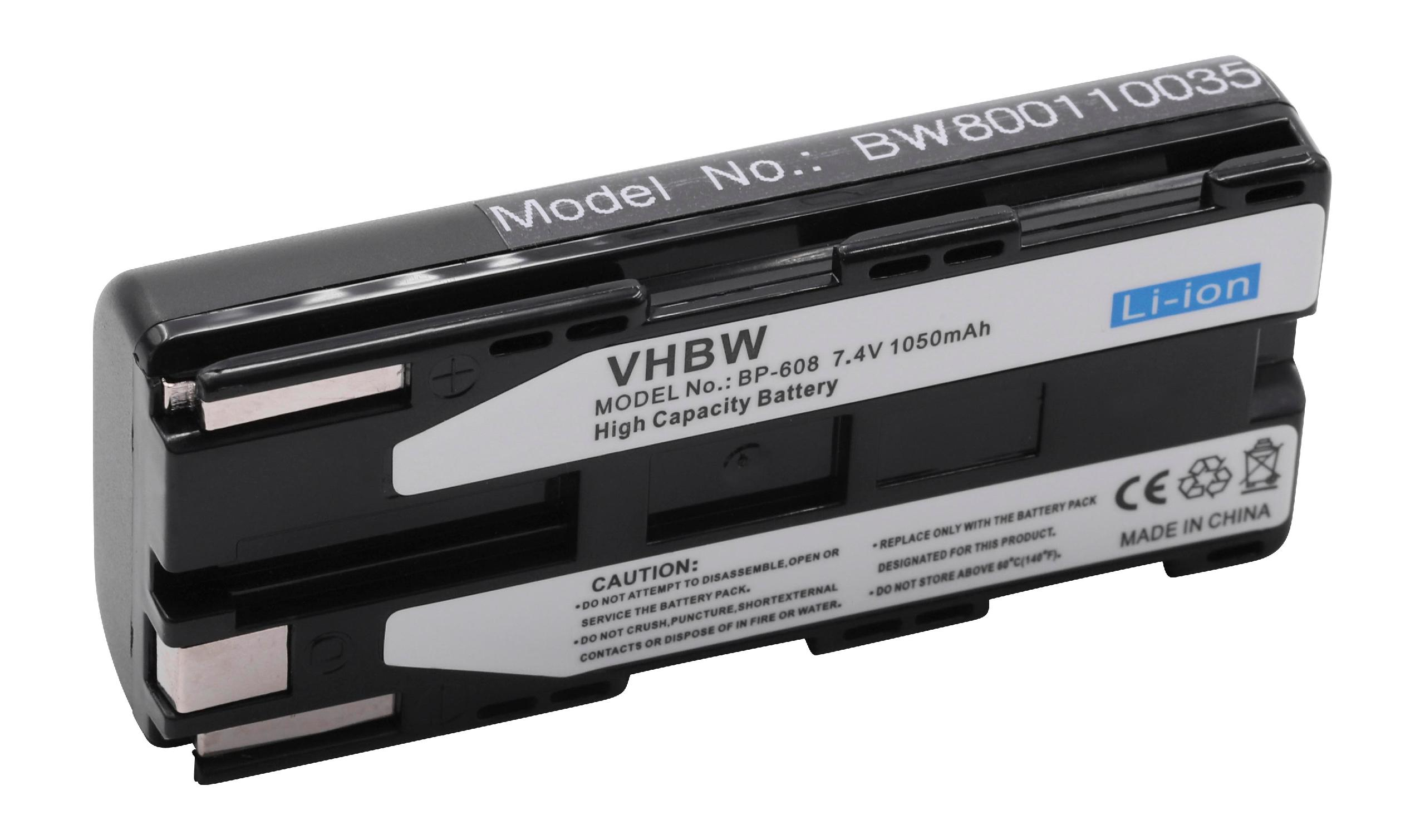 VHBW Ersatz für Canon BP-608, Akku 1050 für Videokamera, - Volt, Li-Ion BP-608A 7.4