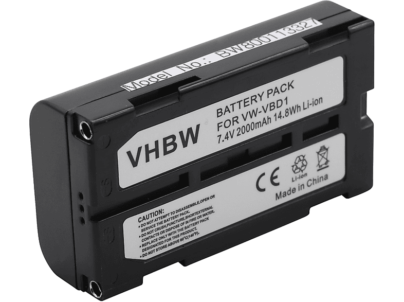 VHBW kompatibel mit Panasonic VDR-D310, VDR-D300E-S, VDR-D300EG-S, VDR-D300EB-S, VDR-D308GK Li-Ion Akku - Videokamera, 7.4 Volt, 2000