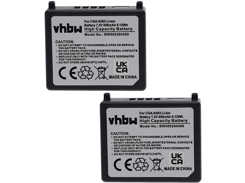 VHBW kompatibel mit Panasonic SDR-S100, Li-Ion Videokamera, SDR-S100EG-S, Volt, - 500 7.2 SDR-S150, SDR-S200 Akku SDR-S150EG-S