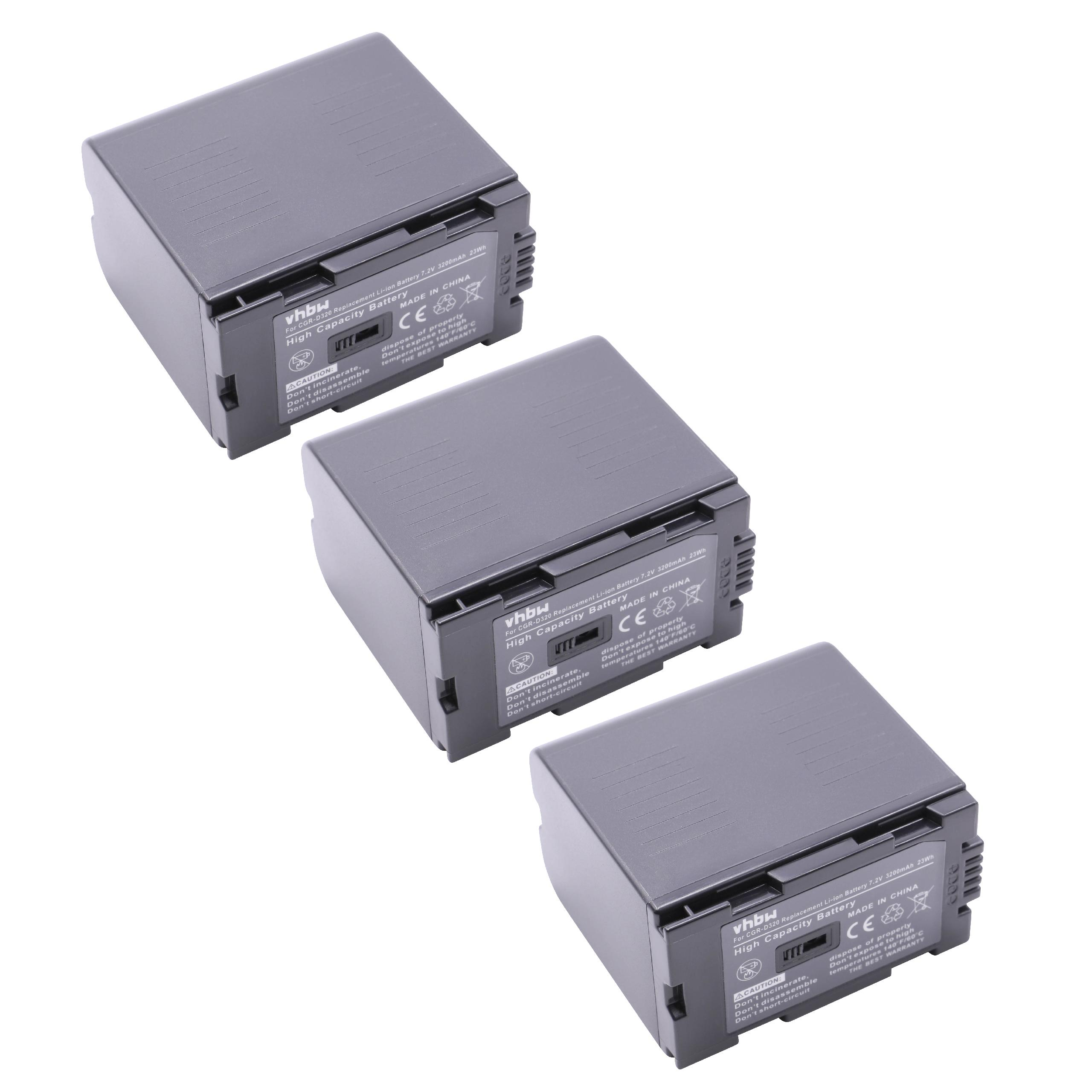 EXTENSILO 3x Akku Für Panasonic Camcorder – 7800mAh, 7,4V, Ersatz Für CGR-D320 U.a.