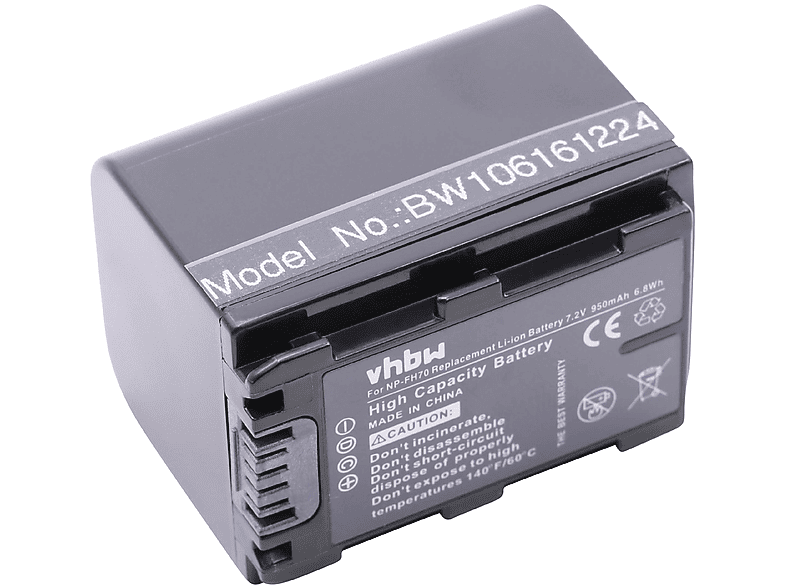 VHBW kompatibel mit Sony DCR-HC51(E), DCR-HC53(E), DCR-HC47(E), DCR-HC62(E) Li-Ion Akku - Videokamera, 7.2 Volt, 950