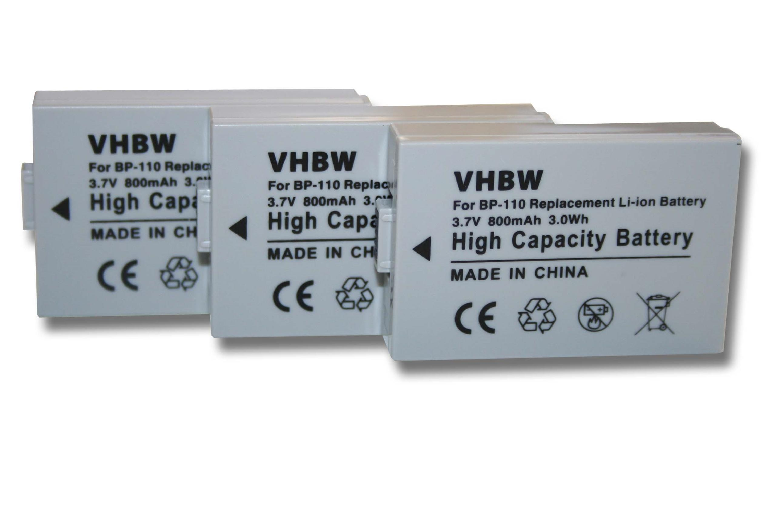 VHBW kompatibel mit Volt, HF - Akku HF HF Legria HF Videokamera, 3.7 800 R205, HF R26, R28, Li-Ion R206, R27 Canon