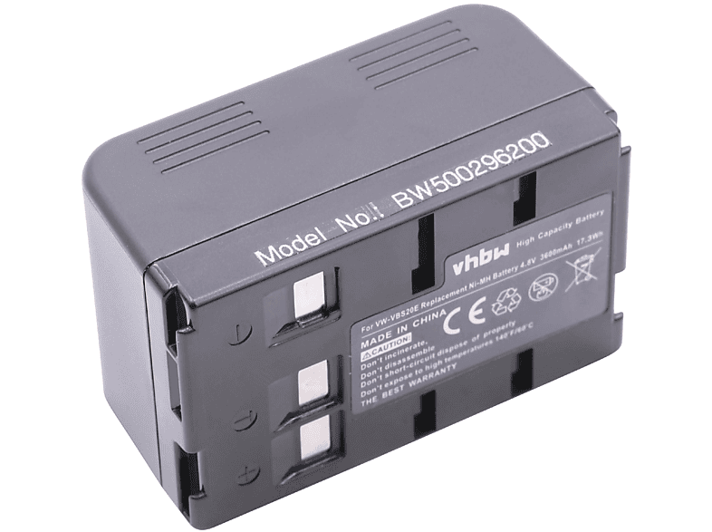 VHBW kompatibel NV-R30E NiMH mit Akku - NV-R10E, NV-R33, NV-R200, NV-R500EN, 4.8 3600 Volt, Videokamera, Panasonic NV-R500, NV-R11
